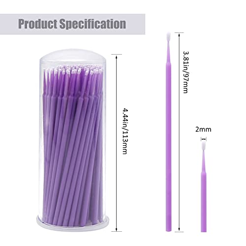 Saihisday Touch Up Paint Brushes for Automotive Paint Chip Repair Disposable Micro Applicators (S:1.5mm, Purple)-100 Pieces - Image 2