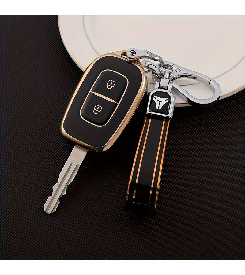 Black TPU Soft Shell Key Cover For Renault Cadjar Koleos 2 Button Car Case - Image 1