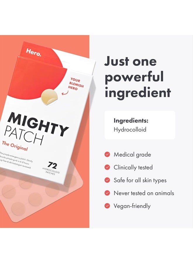 Mighty Patch Original from Hero Cosmetics - Hydrocolloid Acne Pimple Patch for Covering Zits and Blemishes, Spot Stickers for Face and Skin, Vegan-friendly and Not Tested on Animals (72 Count) - Image 5