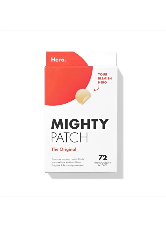Mighty Patch Original from Hero Cosmetics - Hydrocolloid Acne Pimple Patch for Covering Zits and Blemishes, Spot Stickers for Face and Skin, Vegan-friendly and Not Tested on Animals (72 Count) - Image 1