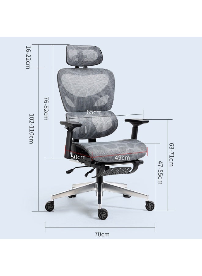 Generic Ergonomic Office Chair, Height and Headrest Adjustable Mesh Desk Chair with Lumbar Support Footrest and Wheels for Work and Study, High Back Swivel Computer Chair for Home and Office, K80G  - Image 2