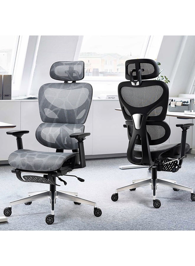 Generic Ergonomic Office Chair, Height and Headrest Adjustable Mesh Desk Chair with Lumbar Support Footrest and Wheels for Work and Study, High Back Swivel Computer Chair for Home and Office, K80G  - Image 1