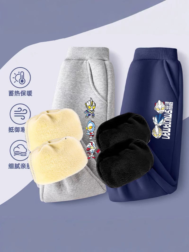 Ultraman Sweatpants Kidsren'S Pants Fleece-Lined Boys Winter All-In-One Velvet Versatile Sports Pants - Image 5