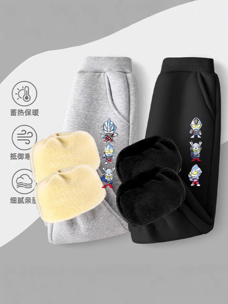 Ultraman Sweatpants Kidsren'S Pants Fleece-Lined Boys Winter All-In-One Velvet Versatile Sports Pants - Image 3