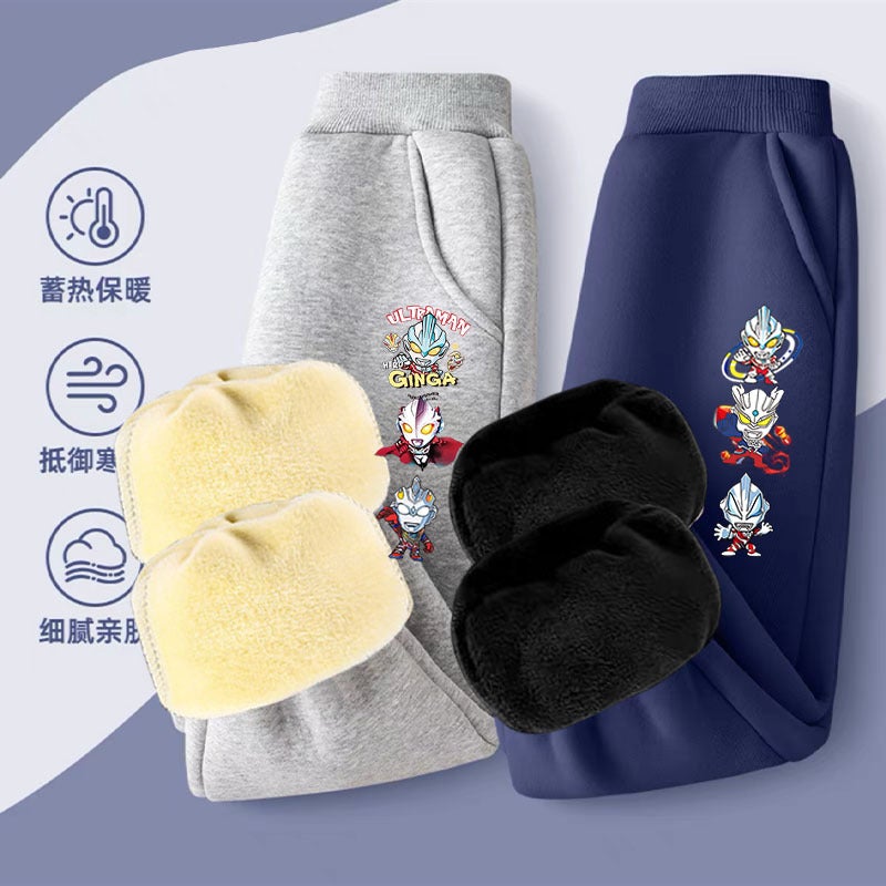 Ultraman Sweatpants Kidsren'S Pants Fleece-Lined Boys Winter All-In-One Velvet Versatile Sports Pants - Image 1