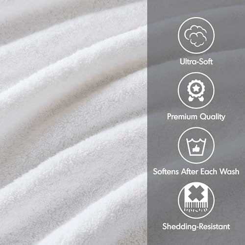 Madison Park 800GSM Bathroom Towel Set of 8 100% Cotton Bath Towel Set for Bathroom Luxurious Highly Absorbent 2 Bath Towels 2 Hand Towels 4 Washcloths Quick Dry Spa Quality White - Image 3