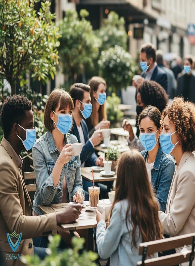7Shield Melt-Blown Fabric Disposable Face Mask (Blue, Pack of 100) with Nose Clip for Unisex | ISO CE GMP SITRA Certified |Soft Spandex Earloop - Image 5