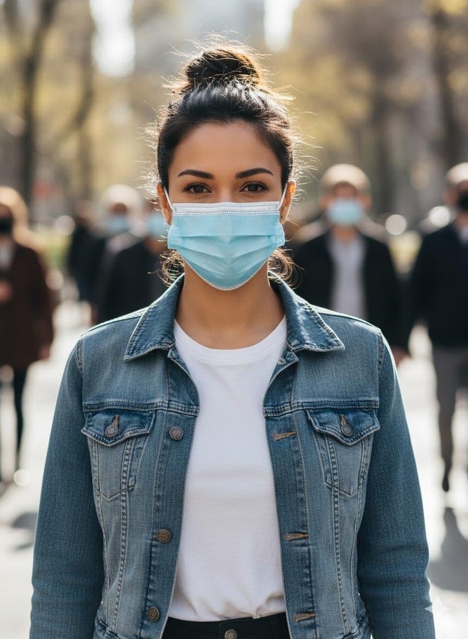 7Shield Melt-Blown Fabric Disposable Face Mask (Blue, Pack of 100) with Nose Clip for Unisex | ISO CE GMP SITRA Certified |Soft Spandex Earloop - Image 3