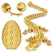 Olee Odee Dragon Eggs with Dragon Inside 3D Printed Surprise Funny Gifts for Kids Articulated Dragon Fidget Toys for Adults Executive Desk Toys Office Room Dcor Gold MSize - Image 2