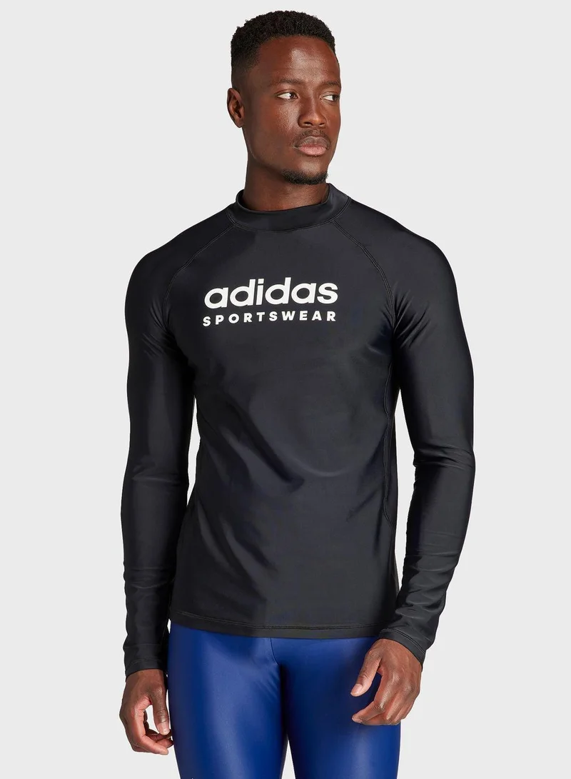 Adidas M Rashgd Ls Black Swim Swimwear XS