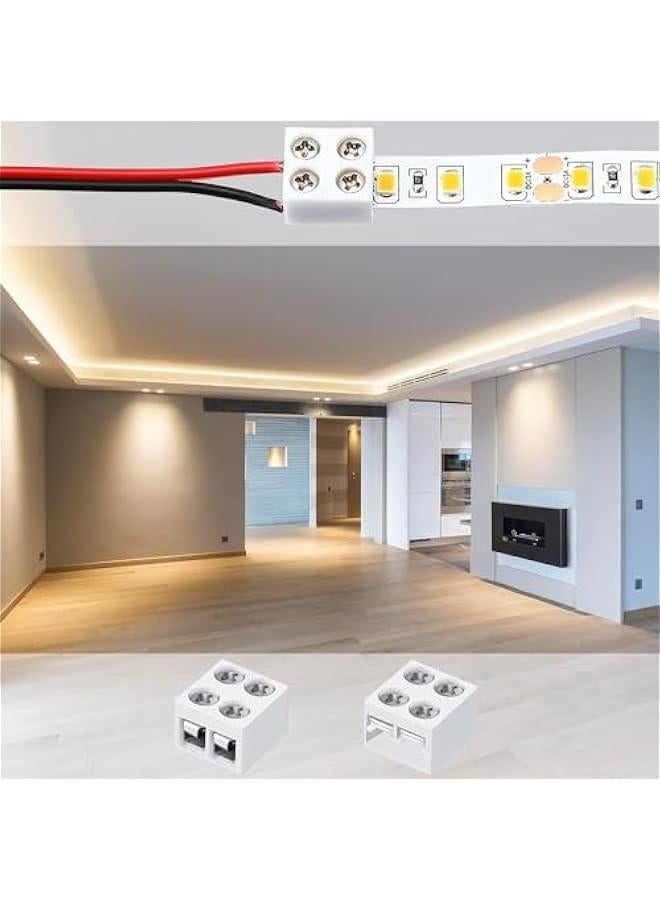 عربست 25 حزمة من موصلات أشرطة الإضاءة LED بدون مأخذ، محكمة بمحطات برغي موصلات 2 دبوس بقطر 8 مم مع مفك براغي موصل أسلاك لأشرطة LED منخفضة الجهد بلون واحد لحديدة الديكور، 2P8MM  - Image 5
