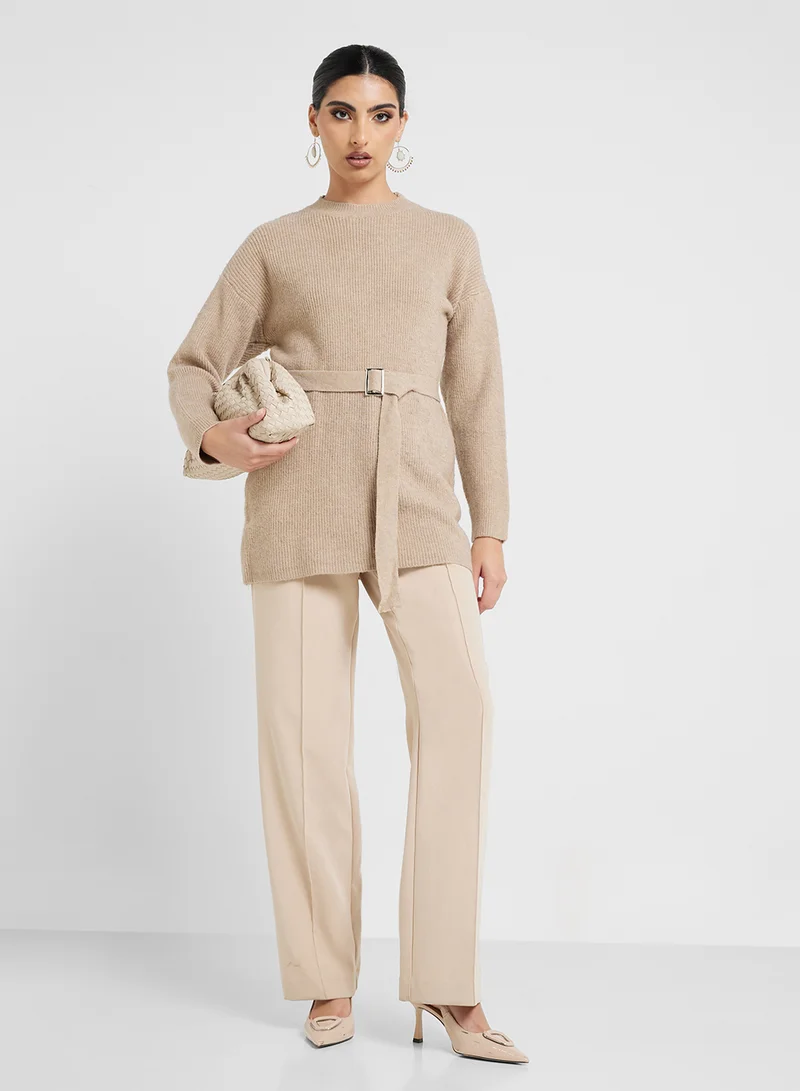 Khizana Tunic Belted Sweater