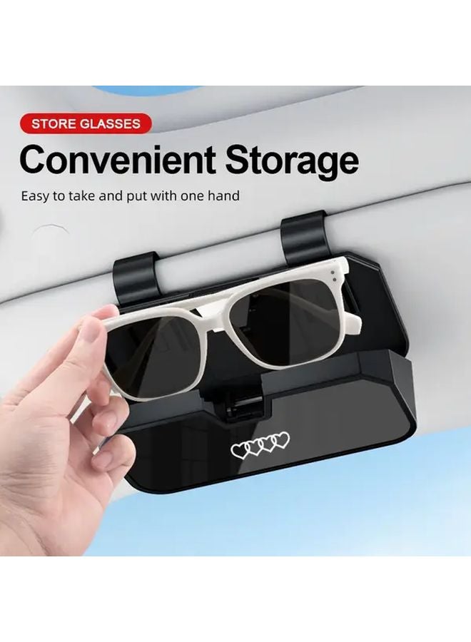 White Heart Shaped Car Visor Glasses Holder Secure Grip Eyewear Storage Travel Accessory - Image 3