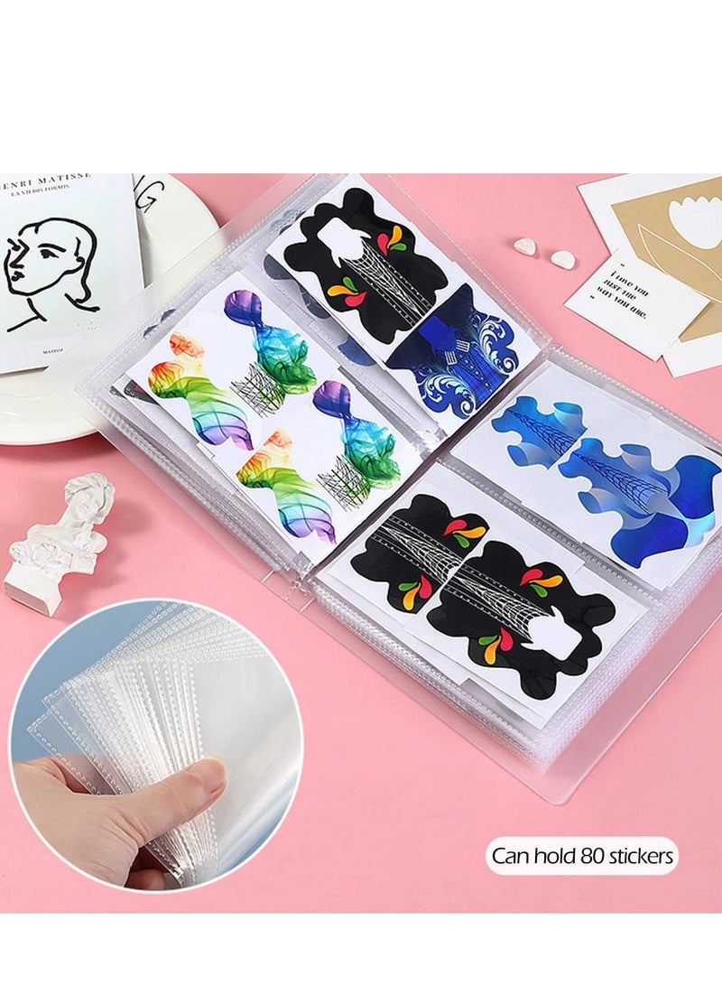 Excefore Nail Art Sticker Storage Book 80 Slots Nail Art Decals Organizer Display Showing Book Collecting Album Nail Stickers Holder DIY Nail Art Design Tools - Image 5