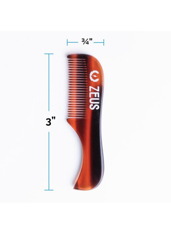Zeus Handmade Saw-Cut Mustache Comb - 3" x 0.75"- 3 Pack, Quality Moustache Comb for Men (Tortoiseshell) - B12 - Image 5