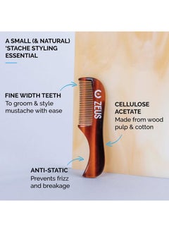 Zeus Handmade Saw-Cut Mustache Comb - 3" x 0.75"- 3 Pack, Quality Moustache Comb for Men (Tortoiseshell) - B12  - Image 2
