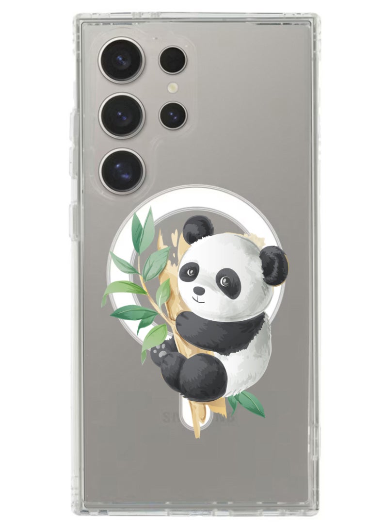 Theodor Magnetic Case for Samsung Galaxy S24 Ultra 6.8-inch Compatible with MagSafe Wireless Charging, Shockproof Phone Bumper Cover panda - Image 1