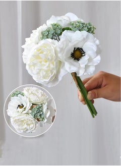 Kutis 1 Bunch of Artificial Decorative Flowers Wedding Home Decoration False blossom white/Beige/Green  28 x 13 Centimeter  - Image 1