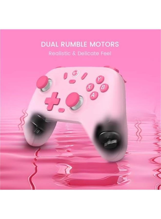Nova Lite 2.4g Wireless Controller for Windows PC, iPhone, Android, Switch  Steam Deck, Bluetooth Controller Gamepad with Hall Effect Trigger,Turbo,Rumble Vibration (Pink)  - Image 3