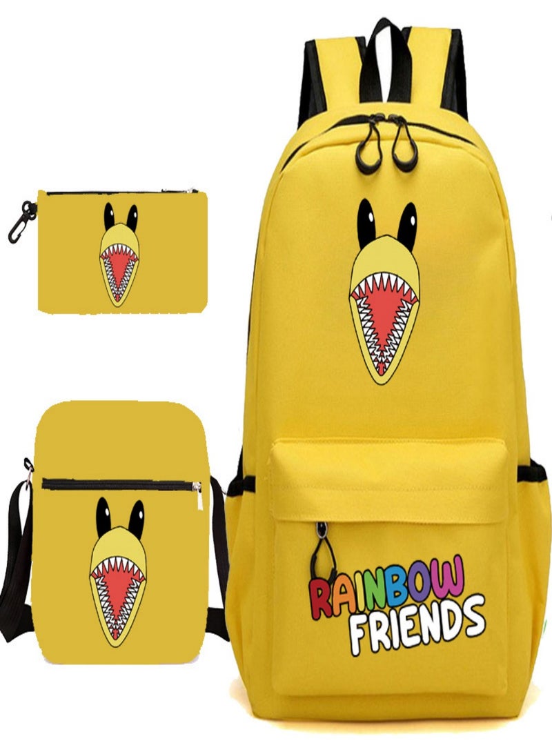 Rainbow Friends Children Backpack Schoolbag Teen Student School Book bag with Lunch Box Pen Case 3 in 1 for Kids
