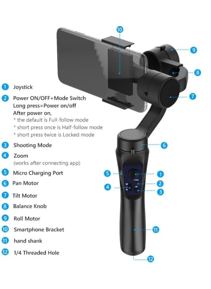 Gimbal Stabilizer For Smartphone 3 Axis Handheld Gesture Control Phone Gimbal With Professional Macro Photography Lens For Smartphone Macro Lenses Fits For Almost All Phone - Image 4