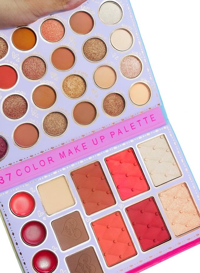 كوين بي لوحة مكياج كوين بي، 37 لونًا، مجموعة احترافية من ظلال العيون وأحمر الشفاه، بلمسات نهائية مطفية ولامعة، علبة وردية - Image 3
