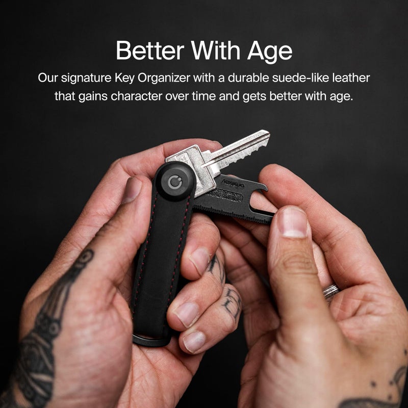 Orbitkey Crazy Horse Leather Key Organizer | Quiet Profile | Holds up to 7 Keys (Black) - Image 4