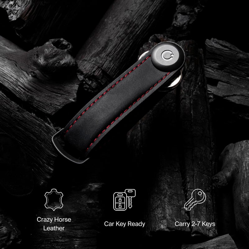 Orbitkey Crazy Horse Leather Key Organizer | Quiet Profile | Holds up to 7 Keys (Black) - Image 5