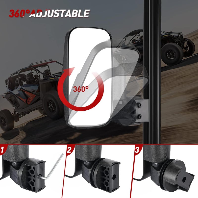 Frokom UTV Side Mirror for Pro-Fit Cage - Compatible with Polaris Ranger and Can Am Models - Image 3
