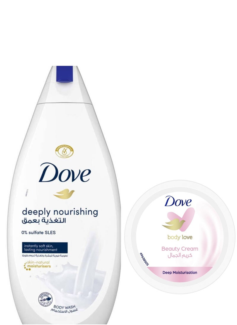 Dove Dove  Body Wash Deeply Nourishing +Dove Body love Beauty Cream 575Ml 