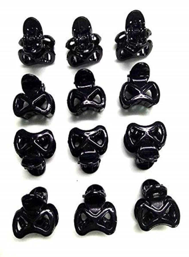 imioxo Blackcolour Acrylic Material small Hair Clutcher Clip No Slip Strong Grip for Women/Girls Pack of 12(small) - Image 1