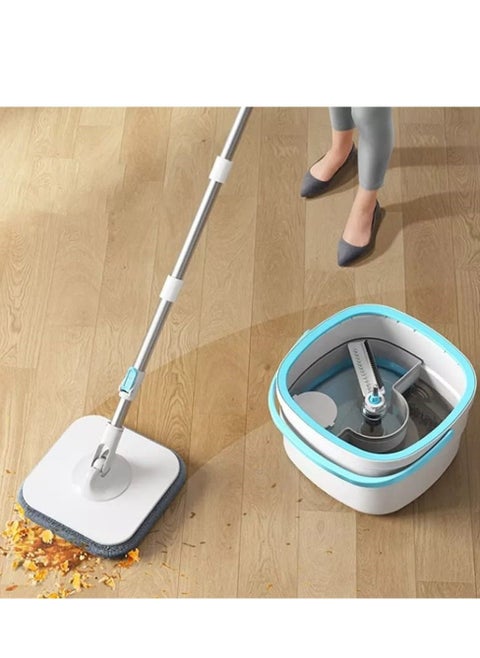 Kaigital Spin Mop and Bucket System with Separate Clean/Dirty, Spinning Mops for Floor Cleaning with Dry Wet Self Wringing, Microfiber Spin Mop with 2Pads