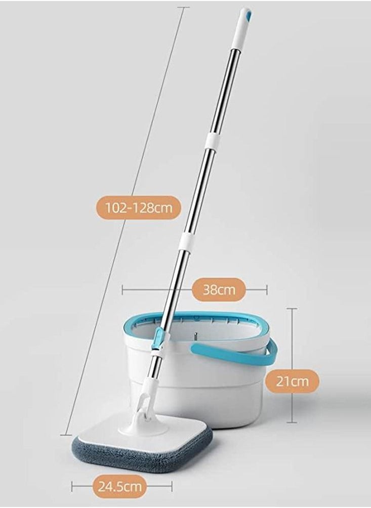 Kaigital Spin Mop and Bucket System with Separate Clean/Dirty, Spinning Mops for Floor Cleaning with Dry Wet Self Wringing, Microfiber Spin Mop with 2Pads