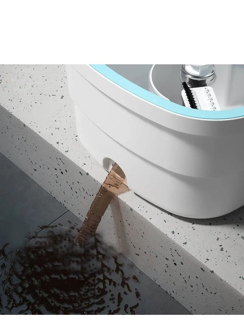 Kaigital Spin Mop and Bucket System with Separate Clean/Dirty, Spinning Mops for Floor Cleaning with Dry Wet Self Wringing, Microfiber Spin Mop with 2Pads