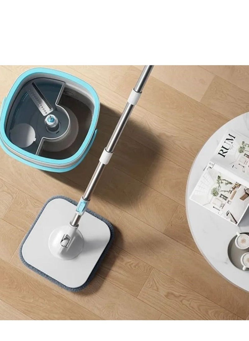 Kaigital Spin Mop and Bucket System with Separate Clean/Dirty, Spinning Mops for Floor Cleaning with Dry Wet Self Wringing, Microfiber Spin Mop with 2Pads
