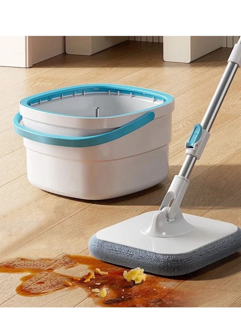 Kaigital Spin Mop and Bucket System with Separate Clean/Dirty, Spinning Mops for Floor Cleaning with Dry Wet Self Wringing, Microfiber Spin Mop with 2Pads