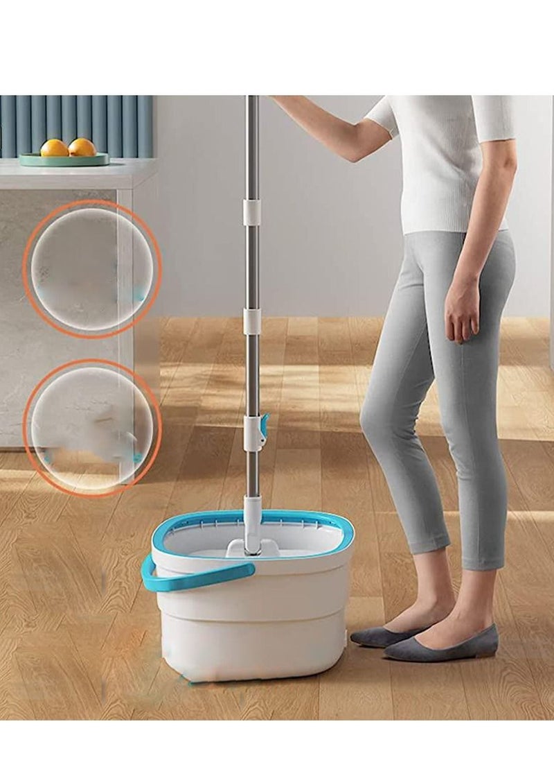 Kaigital Spin Mop and Bucket System with Separate Clean/Dirty, Spinning Mops for Floor Cleaning with Dry Wet Self Wringing, Microfiber Spin Mop with 2Pads