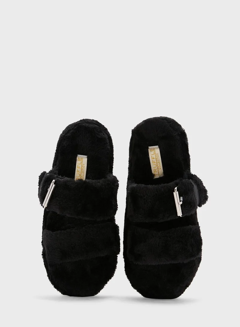 Truffle Fluffy Double Strap Bedroom Slipper