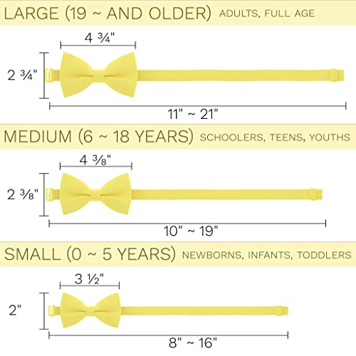 Bow Tie House Men's Classic Pre-Tied Bow Tie Formal Solid Tuxedo (Large, Lemon) - Image 4