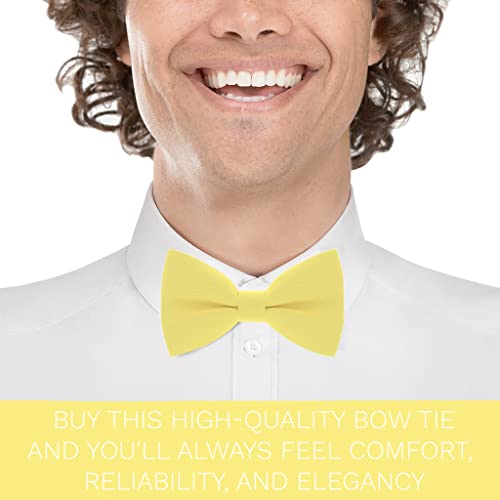 Bow Tie House Men's Classic Pre-Tied Bow Tie Formal Solid Tuxedo (Large, Lemon) - Image 5