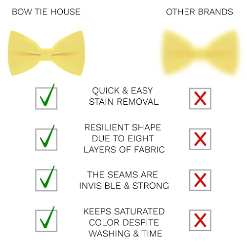 Bow Tie House Men's Classic Pre-Tied Bow Tie Formal Solid Tuxedo (Large, Lemon) - Image 3