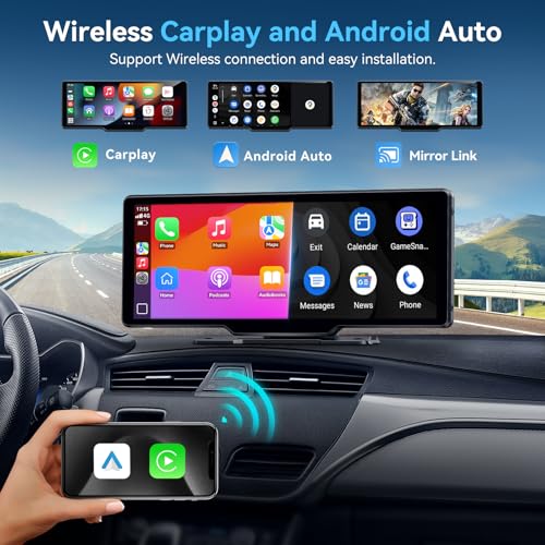 Carpeer Portable Carplay Screen for Car, 10" Wireless Carplay & Android Auto Car Play Touchscreen with 1080P Backup Camera,GPS Navigation,Voice Control,5.0 Bluetooth (10inch) - Image 4