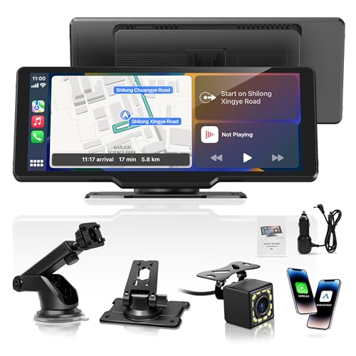 Carpeer Portable Carplay Screen for Car, 10" Wireless Carplay & Android Auto Car Play Touchscreen with 1080P Backup Camera,GPS Navigation,Voice Control,5.0 Bluetooth (10inch) - Image 1