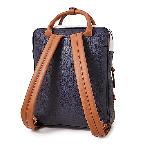 Accessorize London Women's Faux Leather Navy Blue Pocket Handle Backpack With 12" Laptop Sleeve - Image 2