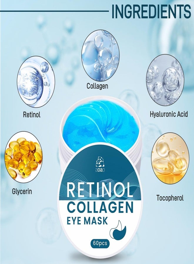 AOAO Revitalizing Under Eye Patches, 30 Pairs Brightening & Smoothing Eye Gels with Retinol, Collagen, Hyaluronic Acid, Hydrating Cooling Anti Aging Under Eye Masks for Dark Circles, Puffiness & Fine Lines - Image 5