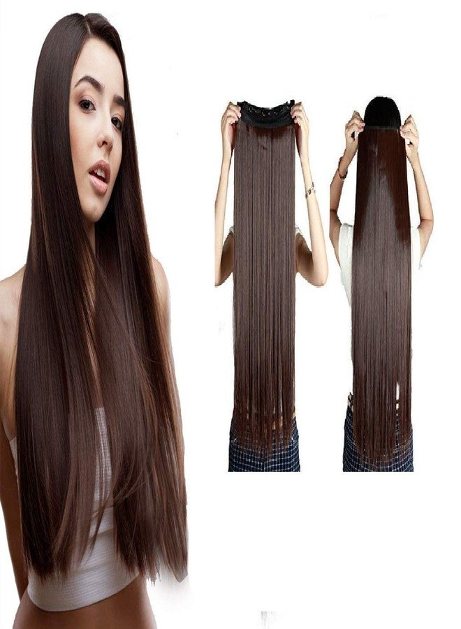 VEGO Hair Extension |Hair Extensions| Extension Hair | Straight Natural Black Long Hair Extension for Women & Girls | Full Head Straight Clips in on Synthetic Hair Extensions 24 inch [NATURAL_BROWN_STRAIGHT_HAIR] - Image 2