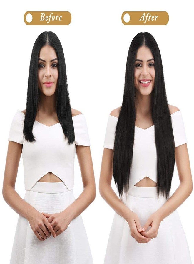 VEGO Hair Extension |Hair Extensions| Extension Hair | Straight Natural Black Long Hair Extension for Women & Girls | Full Head Straight Clips in on Synthetic Hair Extensions 24 inch [NATURAL_BROWN_STRAIGHT_HAIR] - Image 4
