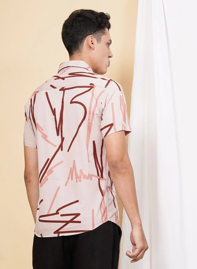The Indian Garage Co Men Regular Fit Printed Half Sleeves Cutaway Collar Casual Shirt
