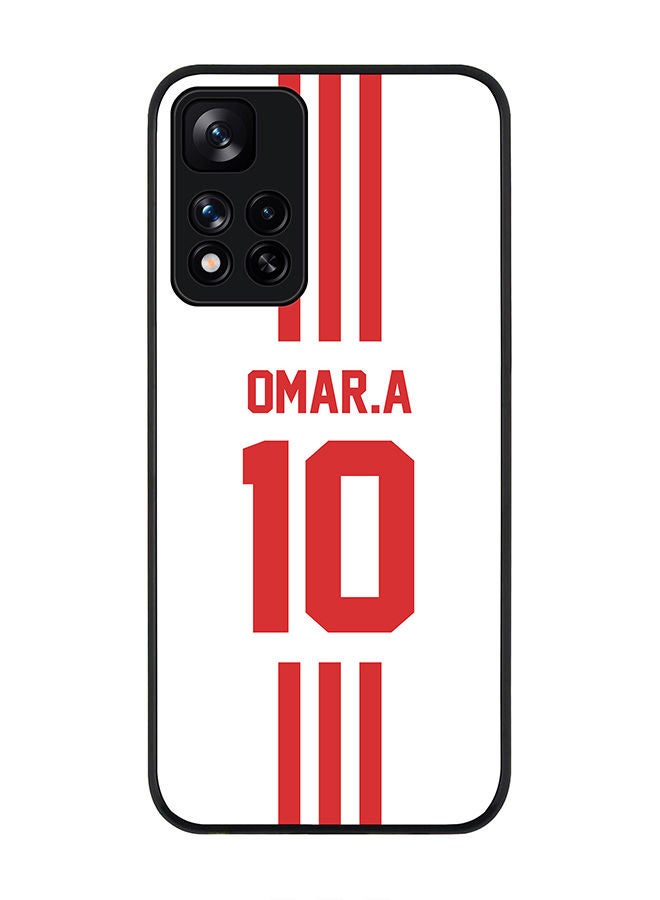 Stylizedd Rugged Black edge case for Redmi Note 11 Pro Plus 5G Slim fit Soft Case Flexible Rubber Edges Anti Drop TPU Gel Thin Cover - Football Team - UAE Player Name - Omar.A - Image 1