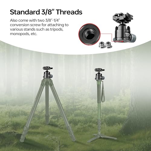 Manbily Low Profile Ball Head, 44mm Tripod Head with Picatinny to Arca-Swiss Adapter and 1/4" Quick Release Plate, CNC Aluminum 360° Head for Hunting Shooting Tripod DSLR Camera, Max Load 44lbs/20kg - Image 5